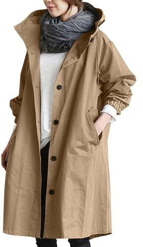 NaLatia Veste Femme Coupe Vent Impermeable Pluie De Imperméable Trench Manteau Coat Poncho Vêtements Imperméables Hiver Long Mi Saison Parka Vetements Ciré