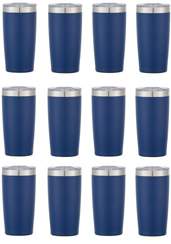 Gifts by Design 12 Ct of 20 Oz Two-Tone Himalayan Stainless Steel Tumbler with Lid – Navy Blue – Customizable Insulated Cups for Water, Coffee, Hot & Iced Drinks – Great for DIY, Events, Work