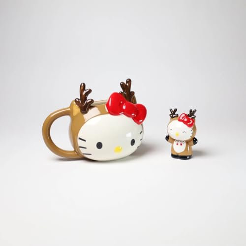 Blue Sky Clayworks Hello Kitty as Santa's Reindeer Figural Mug and Figurine Set, Home & Kitchen Accessories, Ceramic, 24024