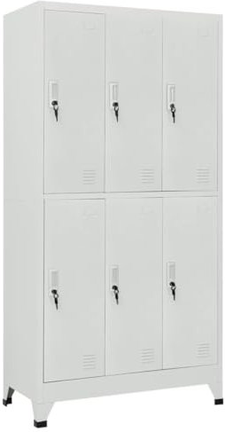 UJCHVHN Home Garden Spind Schrank mit 6 Fächern Stahl 90x45x180 cm Grau