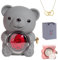 Engraved Heart Necklace with Real Rose Bear Giftbox, Preserved Rose Hug Bear Gifts for Women with Heart Necklace, Rose Bear With Box and Necklace for Wife Mom Grandma Girlfriend Valentines Day Birthda