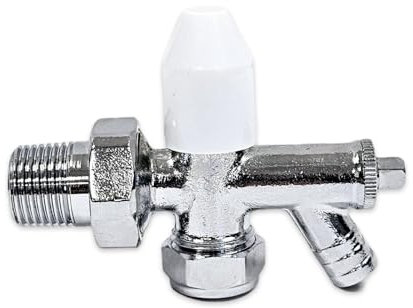 15mm x 1/2 Lockshield Angled Radiator Valve with Drain Off