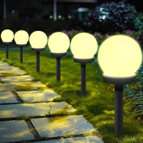 Shengruili 6 lampade solari per esterni, a sfera solare, da giardino, impermeabili, per giardino, da giardino, impermeabili, impermeabili, per giardino