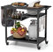 COSTWAY Grillwagen Grilltisch Outdoor, Pizzatisch mit 4 Ablagen & 4 Rollen & Haken, Grill Beistelltisch Servierwagen Garten Trolley für den Außenbereich, 85 x 50,5 x 93 cm