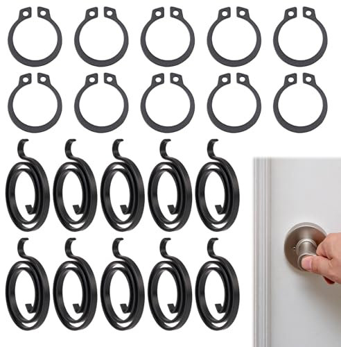 Door Handle Spring Replacement Repair Kit, 10 Pack Internal DIY Handle Coil Spring Clip 2.8 Turns Coil 3 mm Thick with 10 Circlips Repairing Household Universal Door Handles