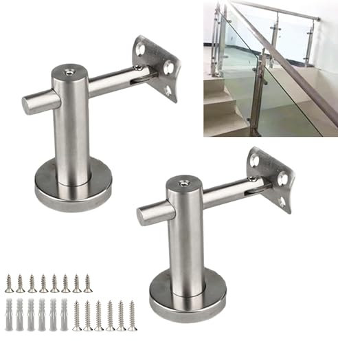 Handlaufhalter Edelstahl Handlaufträger, 2 Stück Verstellbare Edelstahl Handlaufstütze Metall Handlaufhalter mit Schrauben Handlauf Halterung für Treppengeländer Korridor Stützstange Bäder Geländer