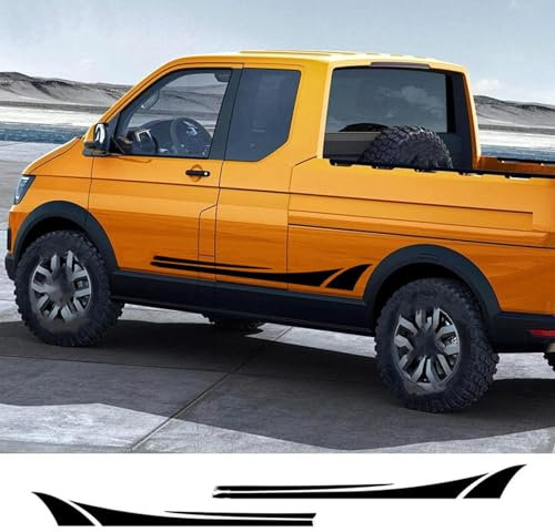 wSSSsss Auto-Seitenkörper-Aufkleber für Vw Tristar Pickup,Tür-Seitenrock-Aufkleber Auto Vinyl Film Körper Tür Zubehör Aufkleber,A-Black