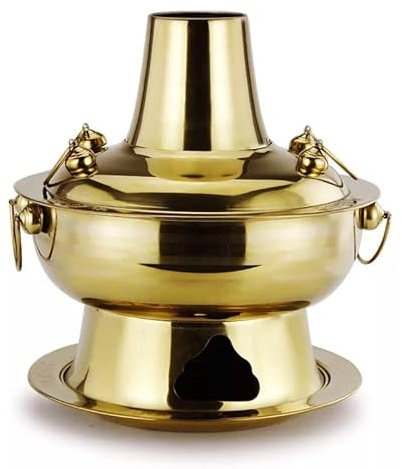 DFGHNBVC Chinese Copper Hot Pot, Hot Pot With Divider, Two-Flavor Chinese Charcoal Stainless Steel Hot Pot Cookware For 3-7 People Home Party,A,36Cm,C30Cm