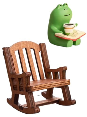 UPKOCH Miniatur Froschfigur Stuhl Harz für Garten Tisch Lustige Deko für Freunde Familie als Wetterfest und Farbenfroh