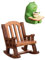 UPKOCH Miniatur Froschfigur Stuhl Harz für Garten Tisch Lustige Deko für Freunde Familie als Wetterfest und Farbenfroh