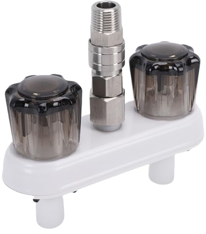 Oreilet Robinet Extérieur de Camping-car Chaud et Froid, Robinet de Douche Extérieur de Camping-car à Filetage de 3/4 Pouces, Robinet de Douche Mitigeur Extérieur à Connexion Rapide