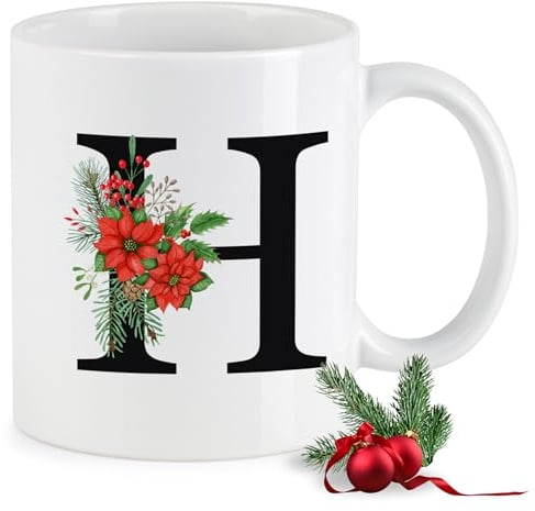 GRAZDesign Tasse mit Buchstabe H Weihnachtstasse Kaffeebecher, Mug, Becher, Kaffeetasse, Beidseitiger Druck