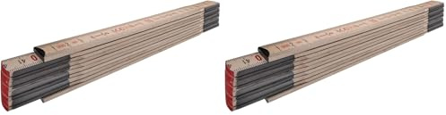 STABILA Zollstock Type 507 N, 2 m, naturfarben, metrische Skala, umschließende Gelenkplatten, Meterstab mit dünnen, hochelastischen Holzlättchen (Packung mit 2)