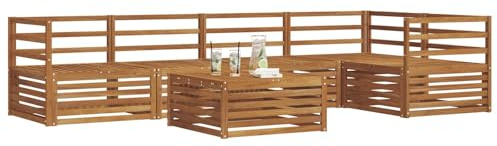 vidaXL Outdoor-Sofagarnitur 6 pcs Natur Massivholz Akazie, Gartenmöbel, modernes Sofaset, Robustes Lounge-Set, gemütlicher Terrasse-Bereich zum Entspannen