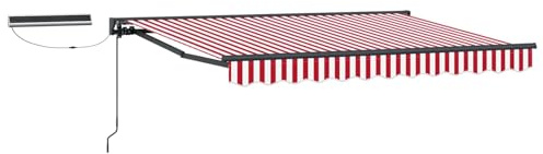 vidaXL Elektrische ausziehbare Markise Rot, Weiß, Anthrazit 3 x 2,5 m, Verstellbarer Markisen-Schutz, modernes rechteckiges elektrisches Dach, zuverlässige Schattenlösung für Terrassen