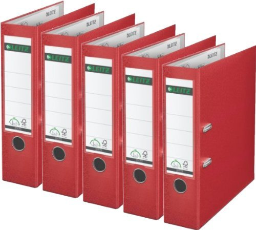 Leitz Qualitäts-Ordner Plastik-Cover (A4, 8 cm Rückenbreite) (A4 | 10er Pack, rot)