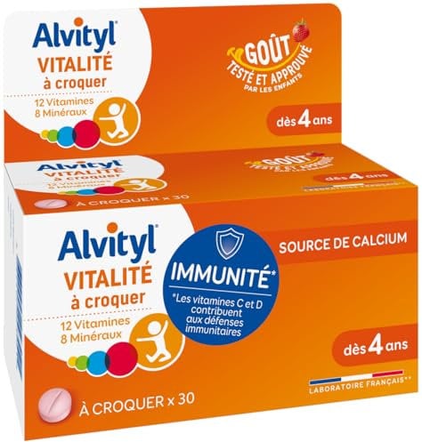 Alvityl - Comprimés à croquer Vitalité - 12 vitamines et 6 minéraux - adultes - 30 comprimés