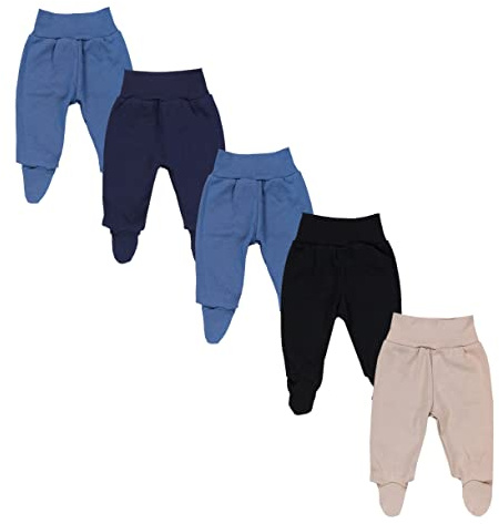 TupTam Baby Unisex Hose mit Fuß Bunte 5er Pack, Farbe: Junge 2, Größe: 80