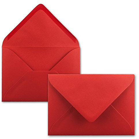 100x kleine Umschläge in Rosenrot DIN C7 8,1 x 11,4 cm mit Spitzklappe und Nassklebung in 110 g/m² - kleiner blanko Mini-Umschlag