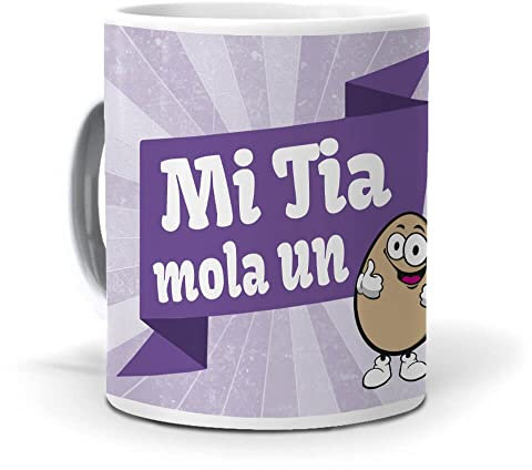 Taza De Cerámica Tita | Mi Tía Mola Un Huevo | Regalo Original Frase Persona Especial | Ideas Tazas Frases Divertidas Cumpleaños Y Navidad | Regalos Mi Familia| Taza Café Y Té | Cerámica 350 ML