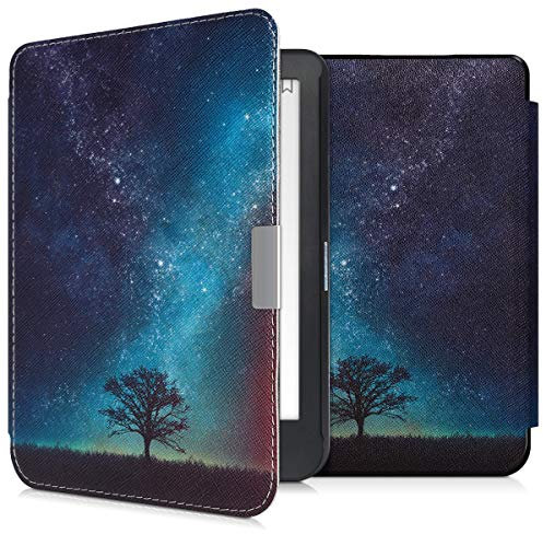 kwmobile Custodia eReader Compatibile con Kobo Clara HD Cover - eBook Reader Flip Case - blu/grigio/nero - Natura e spazio
