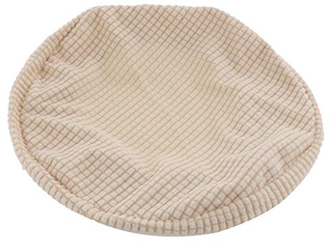 F Fityle Rund Hocker Bezug, Bequemer Rundhocker Bezug Creme-Beige, Elastischer Stretch Hockerbezug 30–38 cm, Gestrickter Barhocker Bezug, Rutschfester Schonbezug für Barhocker & Stehhocker, Beige