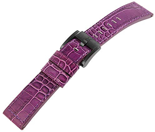 TW Steel Echt Leder Armband, 22 mm, lila, schwarz, Schließe