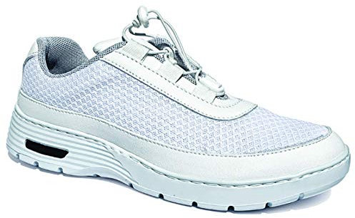 GIMA Scarpa Professionale HF100, Tipo Sneakers, Unisex, Antiscivolo, Antistatiche, Waterproof e Leggere, in Microfibra Traspirante, con Stringhe Elastiche, Colore Bianco, Misura 42, 1 Paio