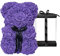 DuHouse Rose Bear Rose Teddy Bear Flower Gift Black Box per San Valentino Anniversario Festa della Mamma Natale, Compleanni Bridal Showers Completamente realizzato a mano 25,4 cm Flower Bear(Viola)