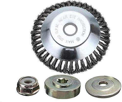 15,2 cm Universal-Kopf Unkrautbürste mit Gegenmutter für Motorsense, Platte zum Unkrautvernichten aus Stahldraht