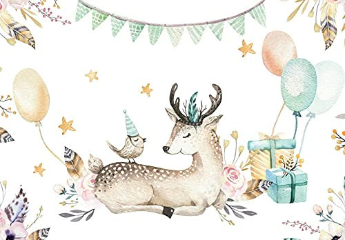 Fototapete Kinderzimmer Tiere Wald Reh Mädchen Jungen Wandtapete Vlies Tapete Latexdruck UV-Beständig Geruchsfrei Hohe Auflösung Montagefertig (13509, V10 (368x280 cm) 4 Bahnen)