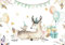 Fototapete Kinderzimmer Tiere Wald Reh Mädchen Jungen Wandtapete Vlies Tapete Latexdruck UV-Beständig Geruchsfrei Hohe Auflösung Montagefertig (13509, V10 (368x280 cm) 4 Bahnen)