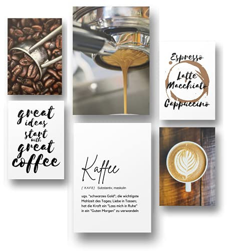 Freyheit | Poster Set | 6 Bilder als stilvolle Wanddeko | 2X DIN A4 und 4X DIN A5 | OHNE Rahmen (Kaffee)