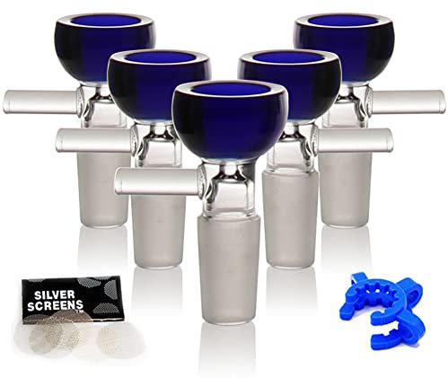 Glass Bong Bowl 14.5mm with Smoking Pipe, Accessories Glass Bongs Parts 5 smoking bolw 14.5mm Hookah Pipe Bowls with Bongs Accessory Bowl for Smoking ‘Nicotine Free’