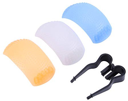 lyrlody Up Flash Diffuser Cover, Flash Diffuser Light Softbox Speedlite, Softbox Diffuser Adapter für DSLR SLR Kameras, Blau Weiß Orange 3 Farben, 87 × 41 Mm