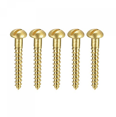 sourcing map 100 Stück Schlitz Rundkopf Holzschrauben M2,5 x 16mm Messing Blechschraube Halbrundkopf Linsenkopfschrauben