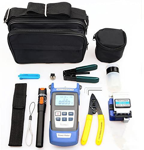 Wokyo FTTH Fiber Optic Termination Tool Kit, Fiber Optical Cable Cold Connection Tool Kit w/FC-6S Fiber Cleaver 10mW Visual Fault Locator Optical Power Meter for CATV Engineering