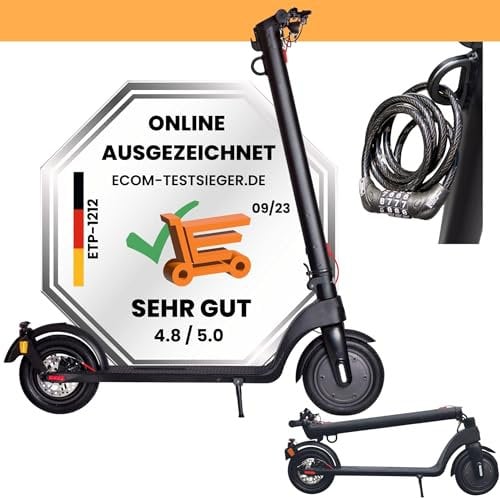 Scoot One Elektroscooter E 7 - E Scooter mit Straßenzulassung - herausnehmbarer Akku - mit 15 – 20 km Reichweite, 20 km/h, in schwarz inkl. Zahlenschloss