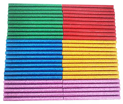 Raintwo 50pcs 7mm x 100mm Hot Glue Sticks Multicolor Glue for Hot Glue Gun