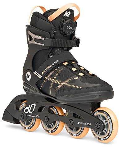 K2 Skates Damen Inline Skates Alexis 80 BOA, Black - Peach, 30H0100.1.1.060