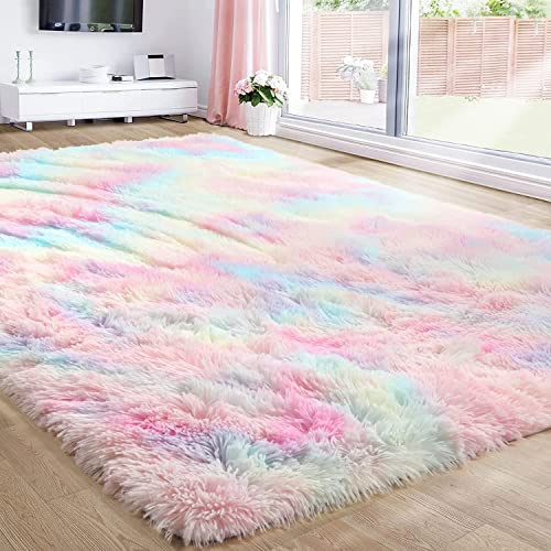 BOLUXIU Wohnzimmer Teppiche, Flauschiger Bereich Teppich für Schlafzimmer, Soft Touch Teppich für Kinder Zimmer, Wohnzimmer Dekor, Fuzzy Teppich für Kinderzimmer Soft Shaggy Teppich für Spielzimmer
