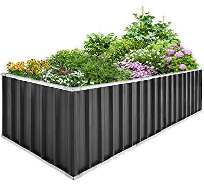 KING BIRD Hochbeet Metall 258x90x60cm, Hochbeete-Kit für Garten aus Verzinktem Stahl, Rostfrei und Haltbarkeit, Einfacher Aufbau, für Gemüse Kräuter Blumen,Grün