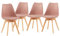 EGGREE Set di 4 Sedie Sala da Pranzo Sedie da Cucina con Gambe in Legno Sedie Ufficio Imbottita in Pelle PU Moderne Design, Rosa Fumé