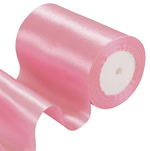 POPOYU Ruban Satin Rose poudré 10cm de Large,23m Ruban Cadeau,Ruban Couture pour Gros Noeud Cadeau,Ruban Satin Soie pour Décoration Mariage,l'artisanat Décoration Maison,Fête Gâteau,Emballage Gâteau