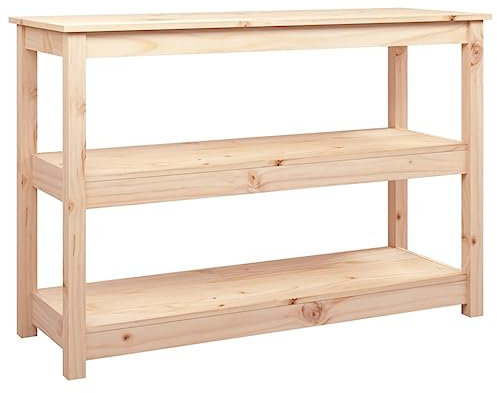 vidaXL Konsolentisch, Flurtisch mit viel Stauraum, Beistelltisch für Wohnzimmer Schlafzimmer, Telefontisch Holztisch Tisch, Massivholz Kiefer