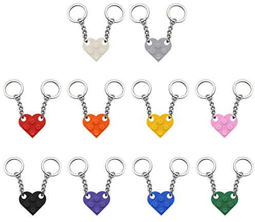 TIANNAIT 10 Liebes-Baustein-Schlüsselanhänger, 2 in 1 abnehmbare herzförmige Kunststoff-Schlüsselanhänger, bunte Paar-Anhänger, geeignet für Rucksäcke, Auto-Deko-Anhänger