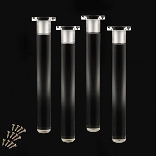 X1NGFU Lot de 4 Pieds de Meuble en Acrylique Transparent,Remplacement Pieds de Table,Pieds de Canapé en Hauteur Réglable,Pieds de D'armoire,pour Meuble Table Basse,avec Vis (280mm(11in))