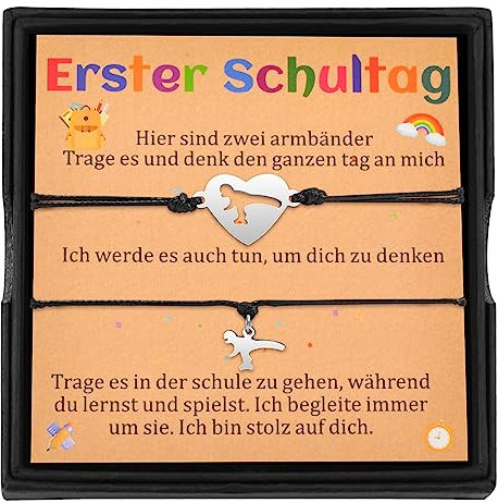 CheersLife Zurück Zur Schule Armbänder Mutter Tochter Sohn Passende Dinosaurier Armbänder Set Für 2 Mama Und Mich Schmuck Ersten Tag Der Schule Geschenke Für Mädchen Jungen