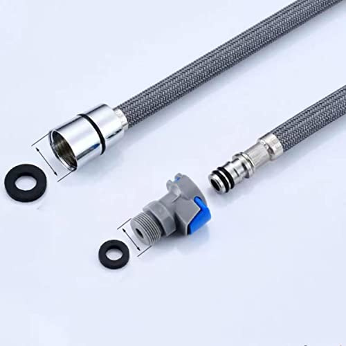 F1/2 M15 * 1 Tubo Flessibile di Ricambio in Nylon per Rubinetto - Connessione Rapida Estraibile Grigio/Nero - Doccia da 150 cm Accessori da Cucina-Grigio