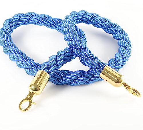 Kerafactum Seil Absperrband Tau mit Karabiner Haken Absperrkordel Kordel zur Absperrung extra dickes Absperrseil Band als Deko Handlaufseil bzw. Handlauf geeignet Ø 32 mm 150 cm blau gold